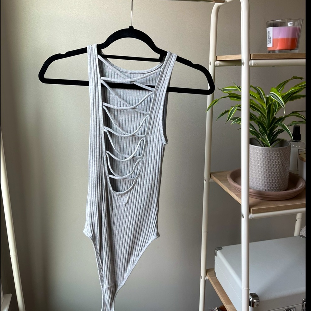 Grey Ribbed Body Suit